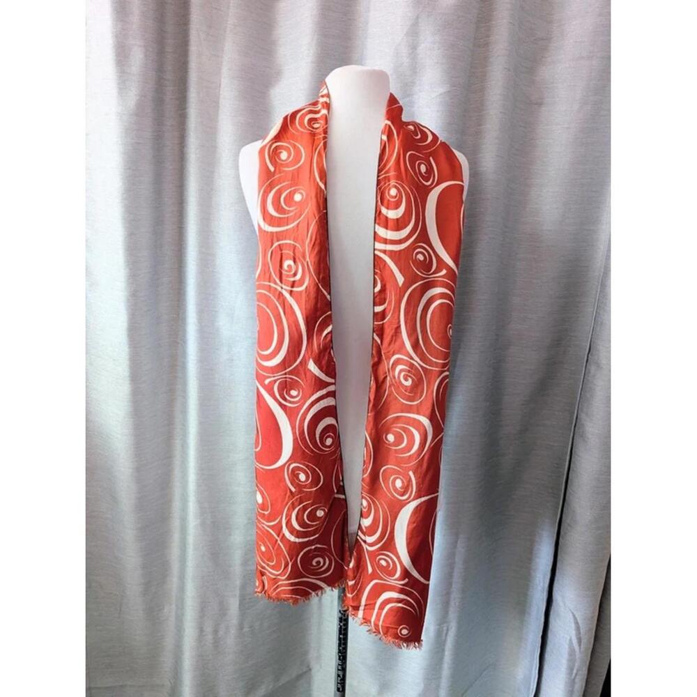 Orange White Swirl Vintage 60s Men's Scarf